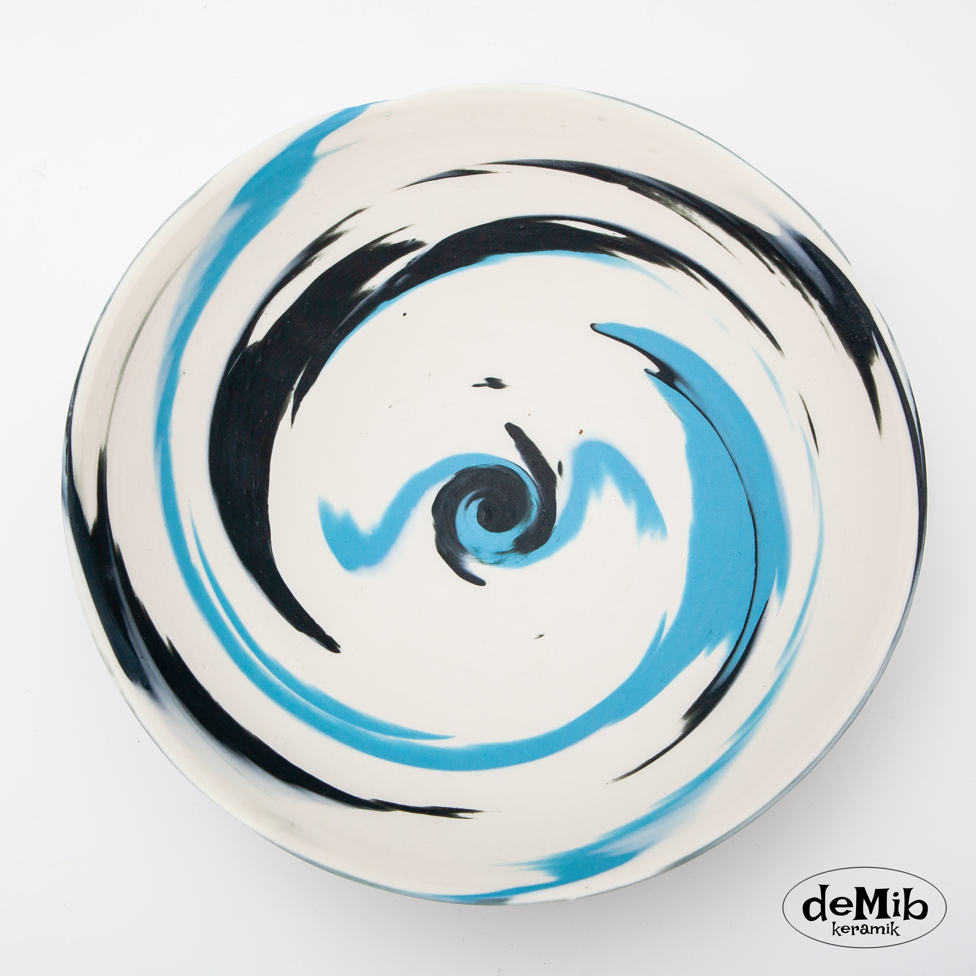 Handmade Desert on sale + Sky Spiral Agateware Ceramic Bowl